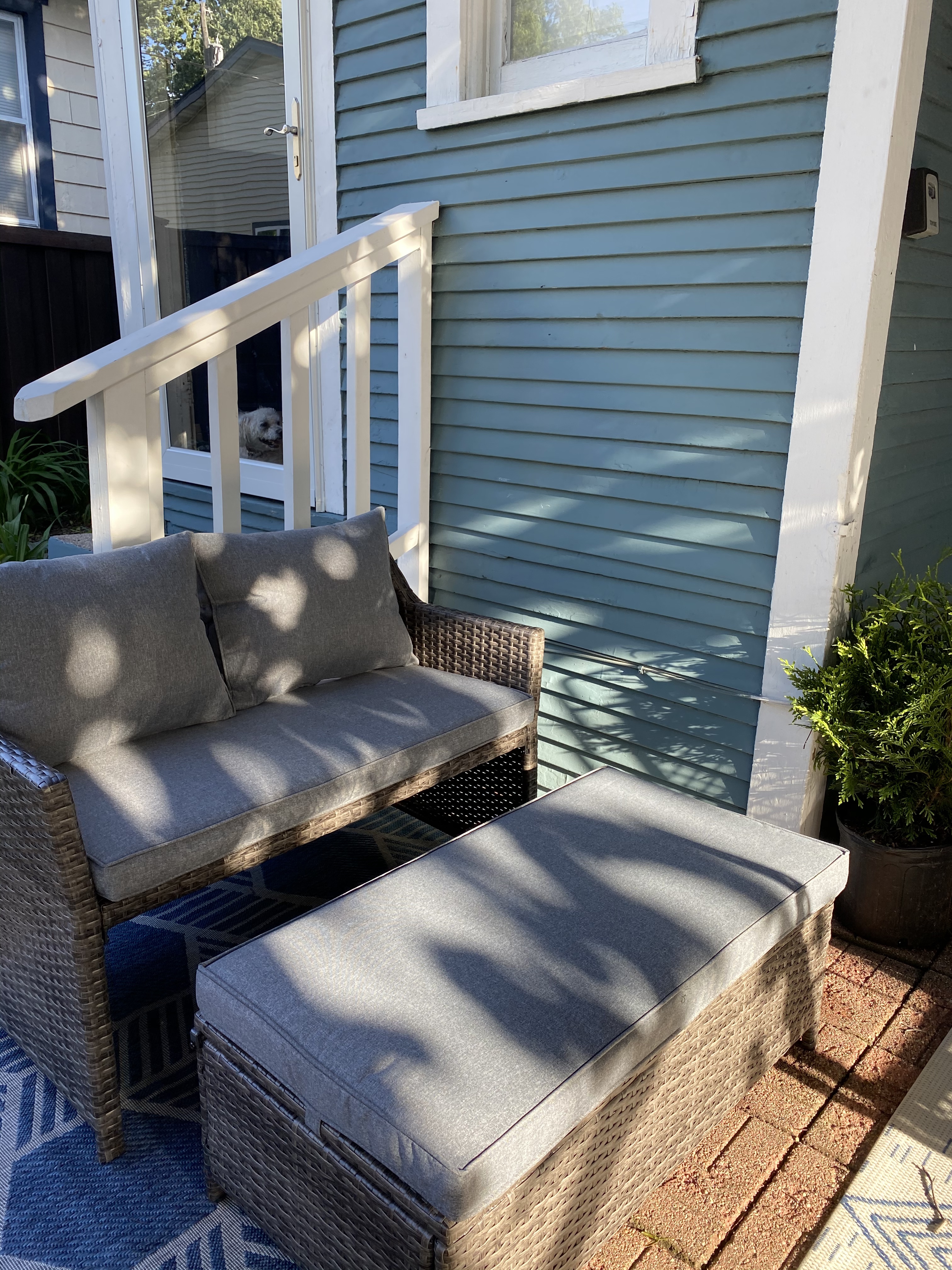 Wicker Loveseat Set with a Storage Bin