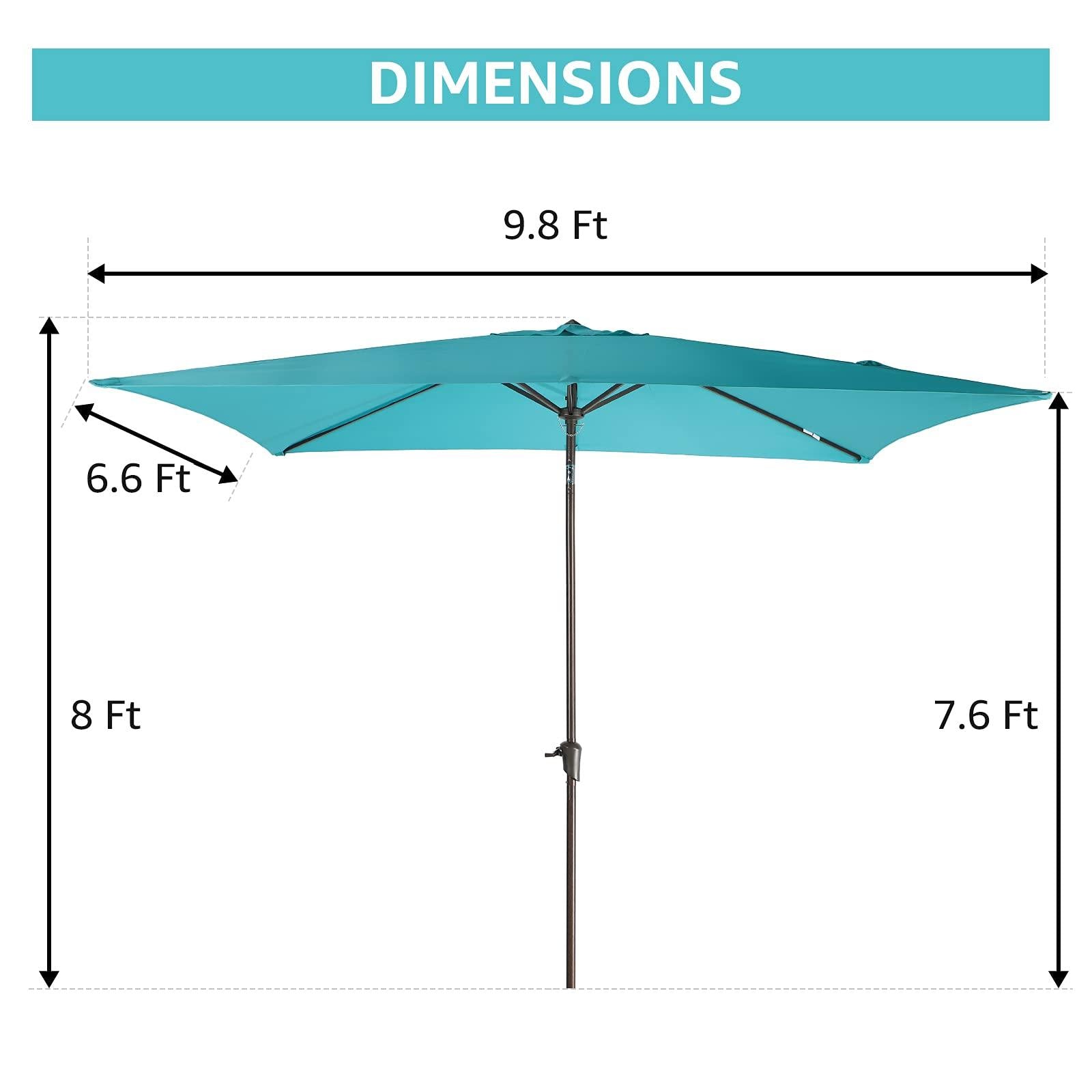 6.6 x 9.8ft Rectangular Patio Umbrella,  Outdoor Polyester Table Market Umbrella, 4 Colors | Orange-Casual