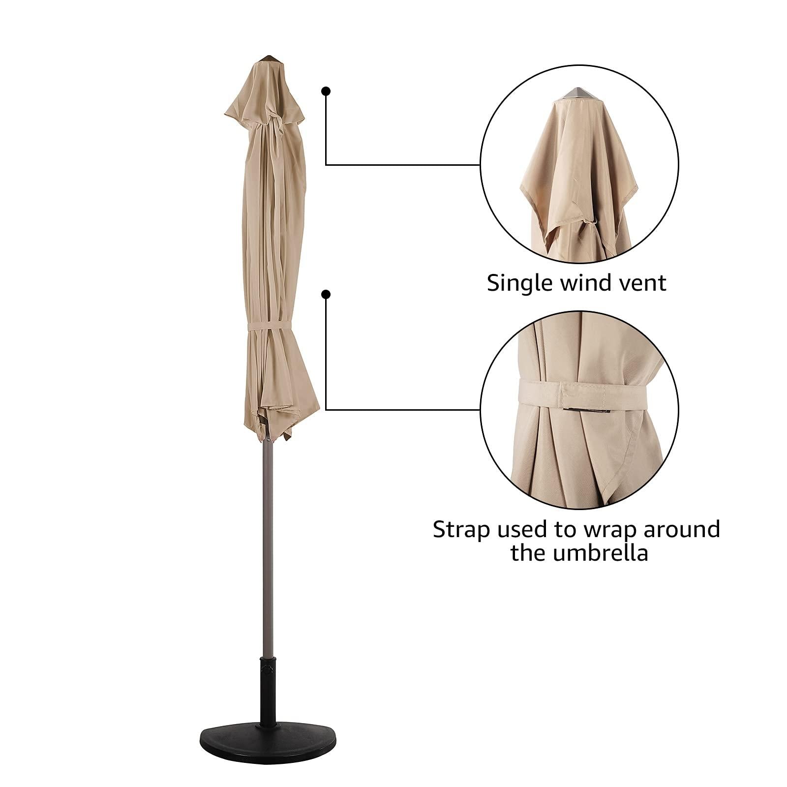 9' Half Round Patio Outdoor Polyester Umbrella with Crank, 3 Colors | Orange-Casual