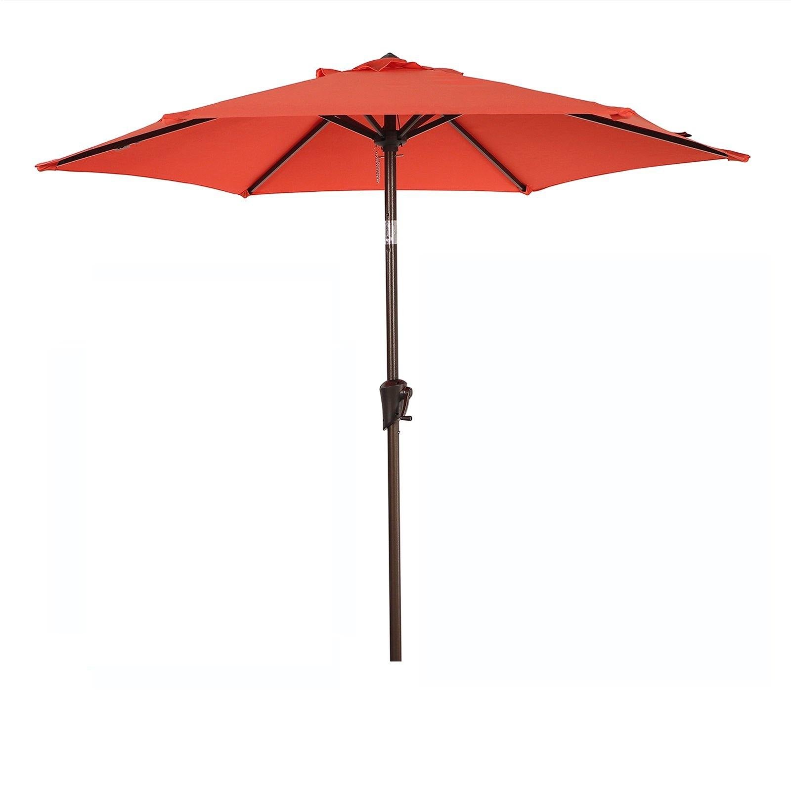 7.5' Patio Round Umbrella, Outdoor Polyester Table Market Umbrella, Orange | Orange-Casual