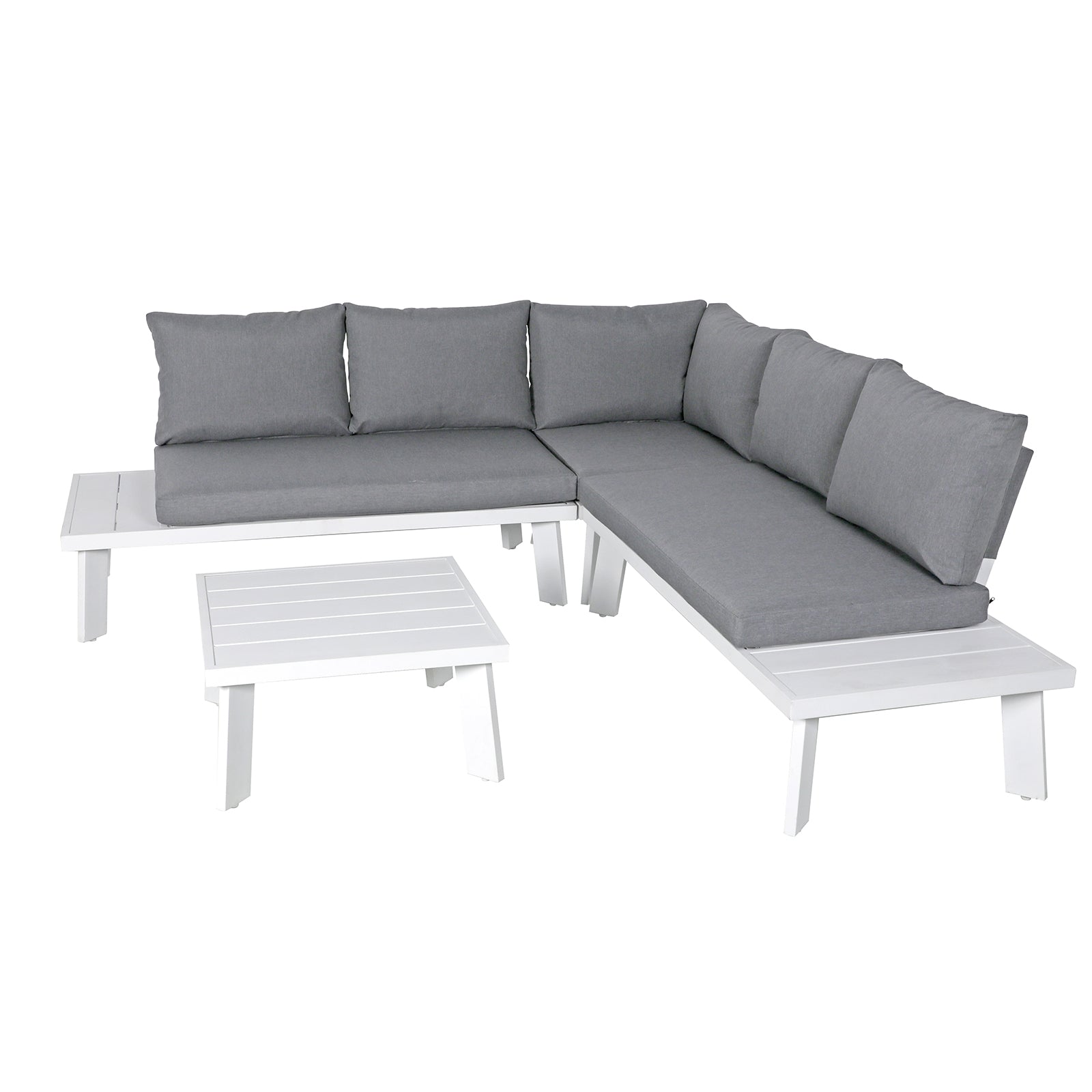 4pcs Aluminum Outdoor Sectional Sofa Set L-Shaped Patio Conversation Set | Orange-Casual