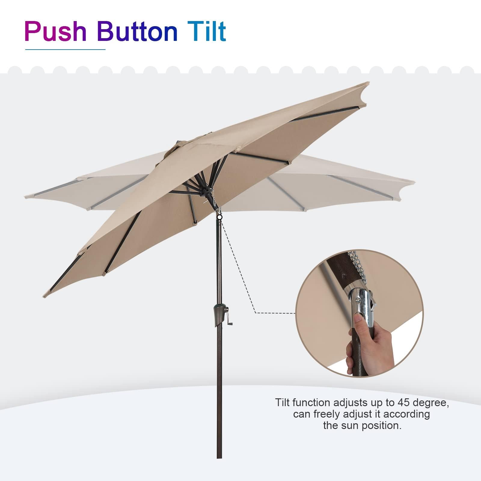 9ft Round Patio Umbrella, Polyester 8 Steel Ribs Large Table Market Umbrella, 5 Colors | Orange-Casual