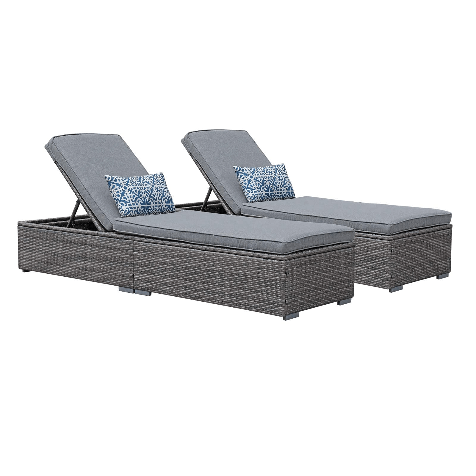 Arcadia Chaise Lounge with Grey Cushions, Set of Two - OrangeCasual