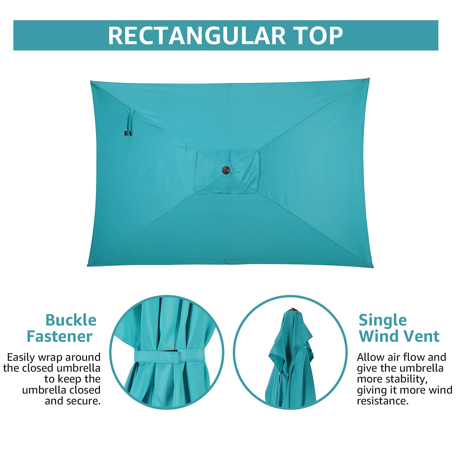 6.6 x 9.8ft Rectangular Patio Umbrella,  Outdoor Polyester Table Market Umbrella, 4 Colors | Orange-Casual