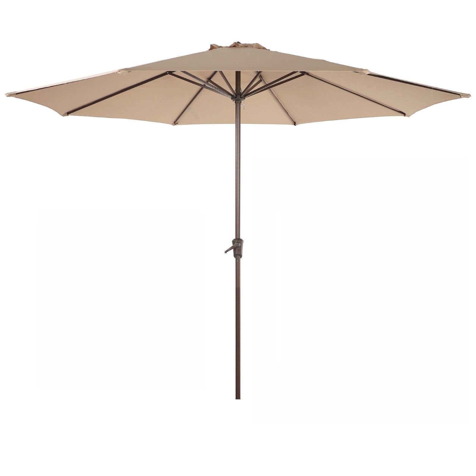 11' Patio Round Umbrella, 8 Steel Ribs Polyester Large Table Market Umbrella, Beige | Orange-Casual