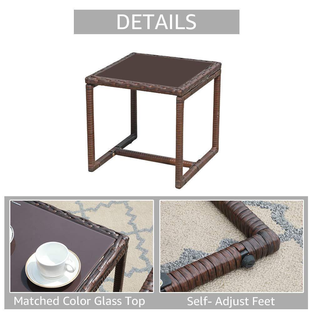 3pcs Patio Bistro Set Wicker Patio Conversation Set Outdoor Rattan Chair Set  | Orange-Casual