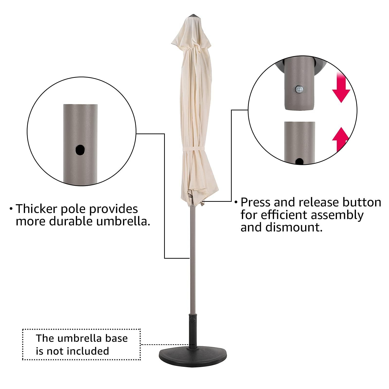 9' Half Round Patio Outdoor Polyester Umbrella with Crank, 3 Colors | Orange-Casual