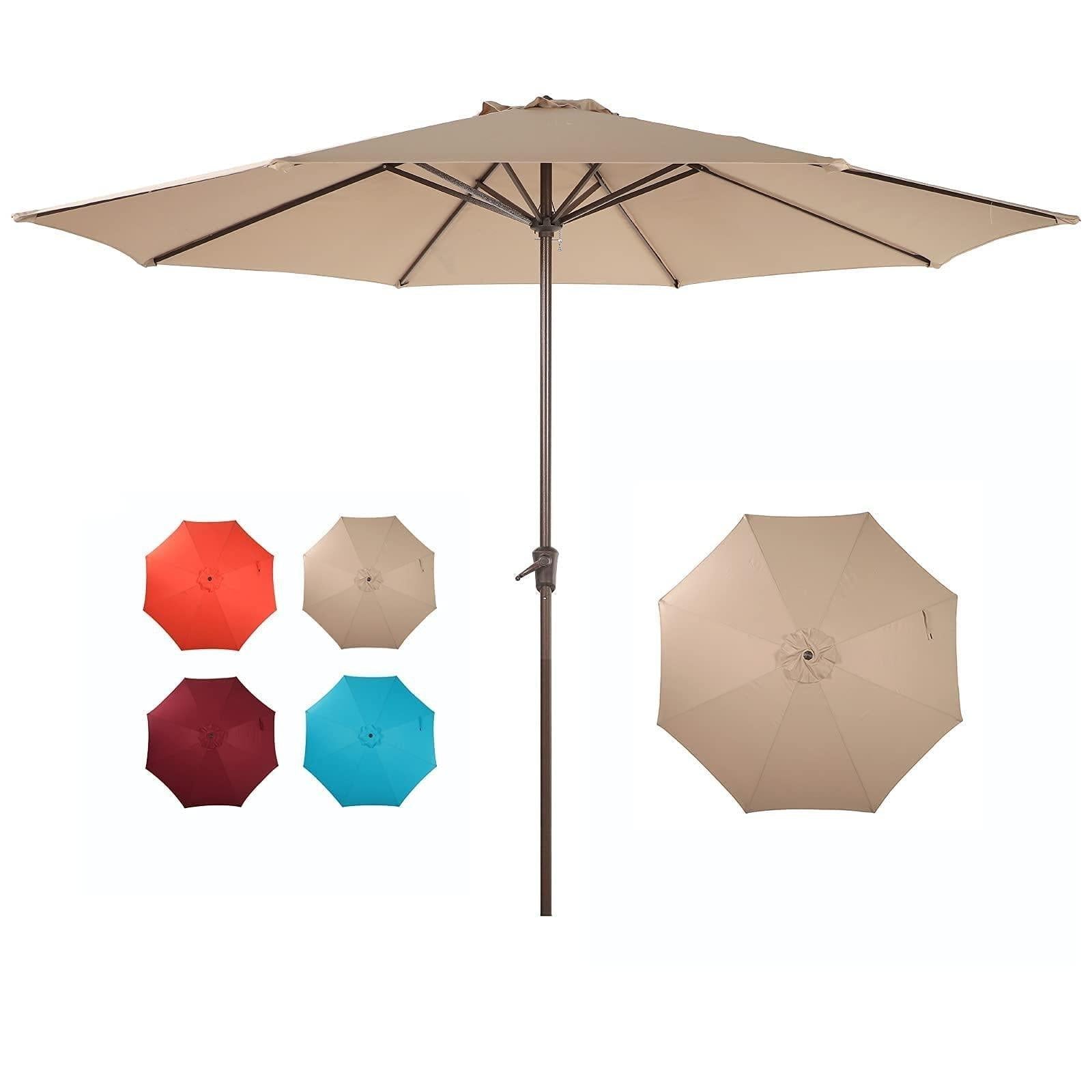 11' Patio Round Umbrella, 8 Steel Ribs Polyester Large Table Market Umbrella, 4 Colors | Orange-Casual