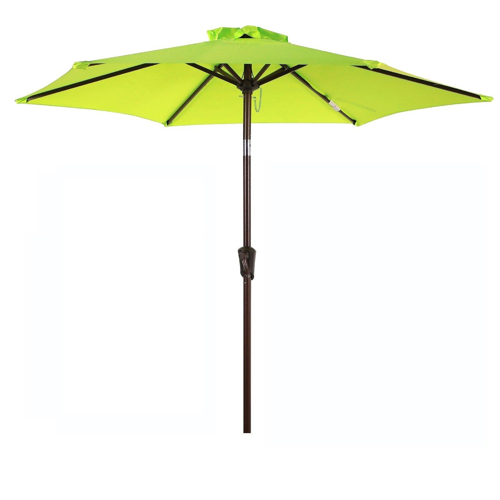 7.5' Round Patio Umbrella Lime Green Outdoor Polyester Table Market Umbrella | Orange-Casual