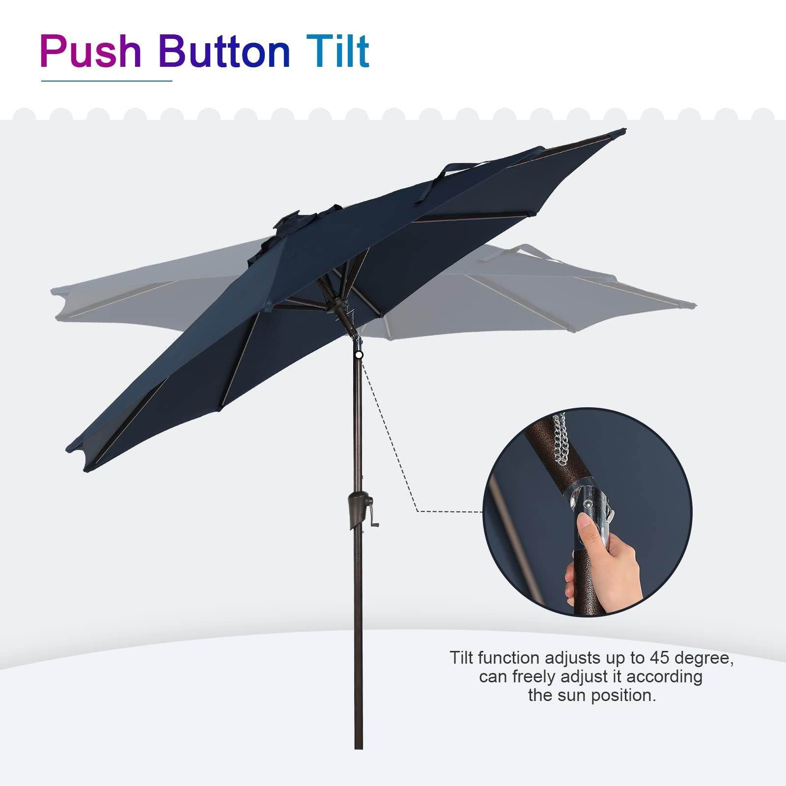 9ft Round Patio Umbrella, Polyester 8 Steel Ribs Large Table Market Umbrella, 5 Colors | Orange-Casual