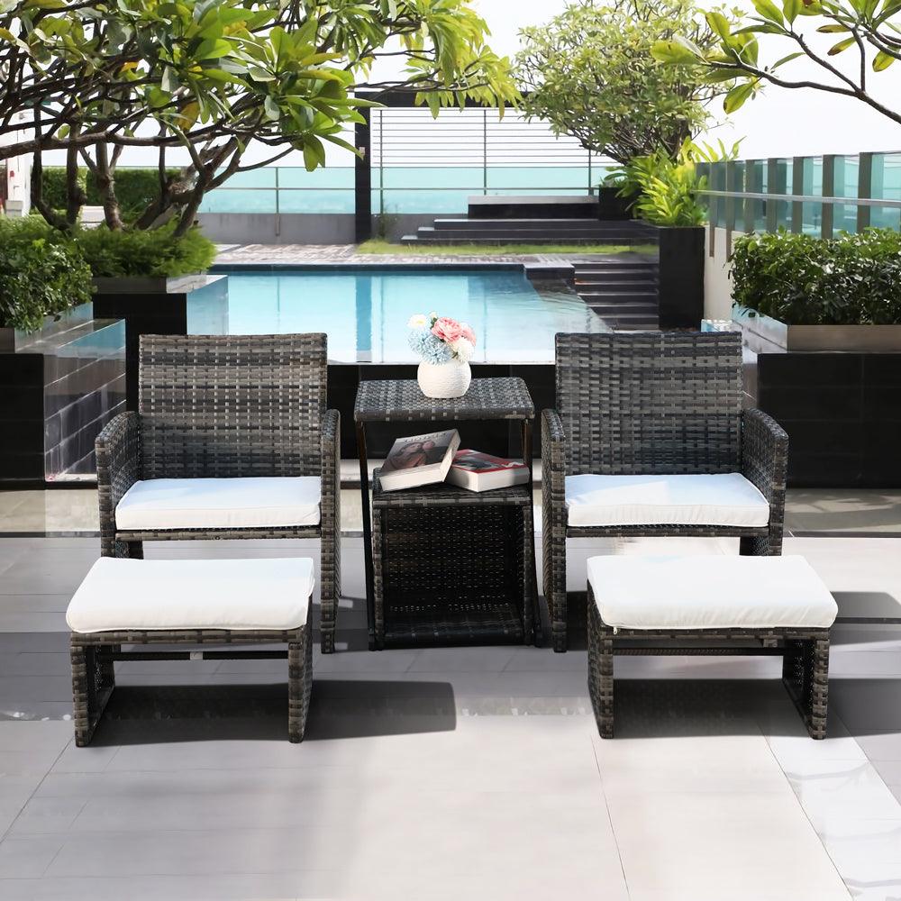 Sonder 6-pc. Wicker Patio Furniture Set with 2 Side Tables, Brown & Grey sale best #Color_grey