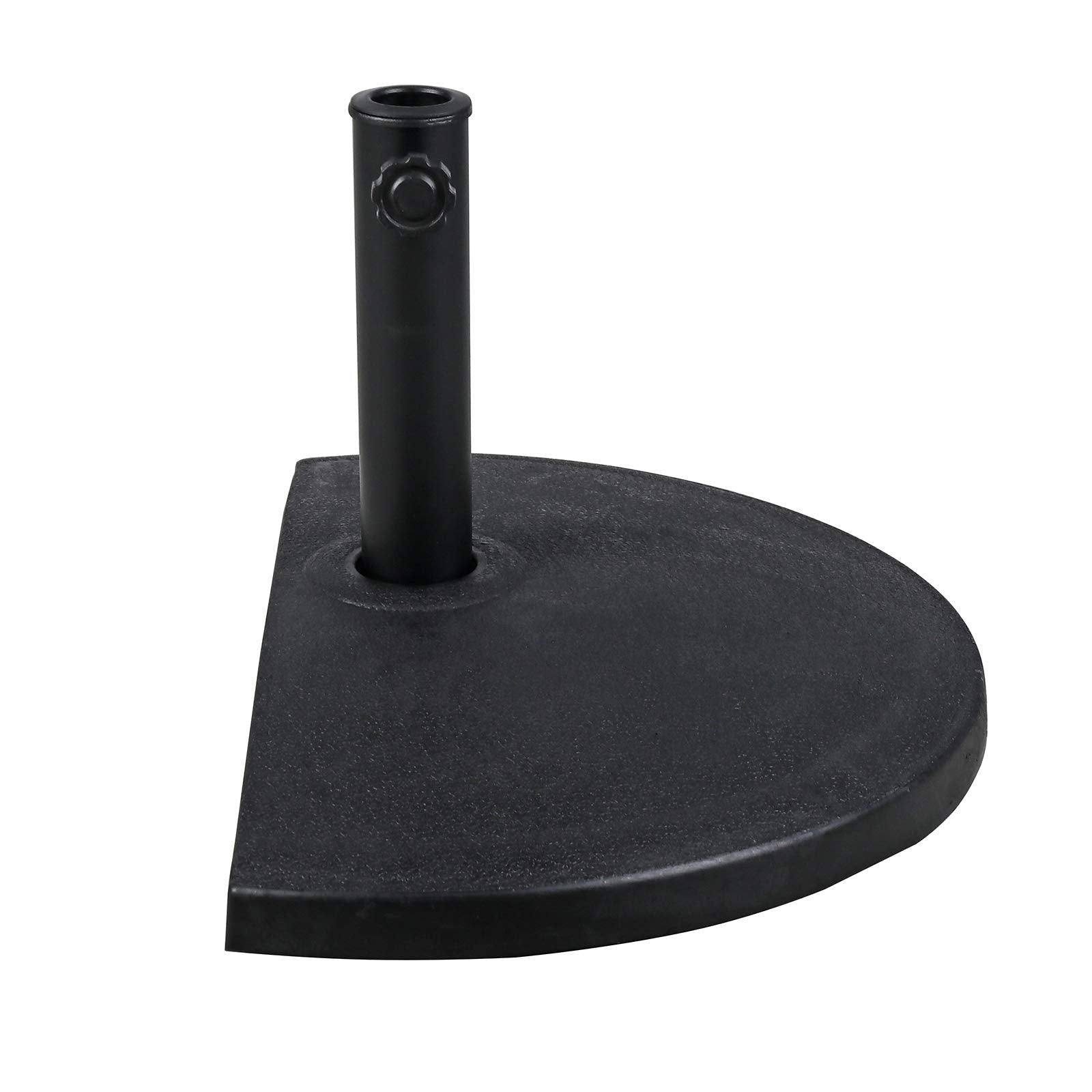 Half Round Patio Umbrella Base, Heavy-Duty Free Standing Resin Umbrella Stand, Black | Orange-Casual