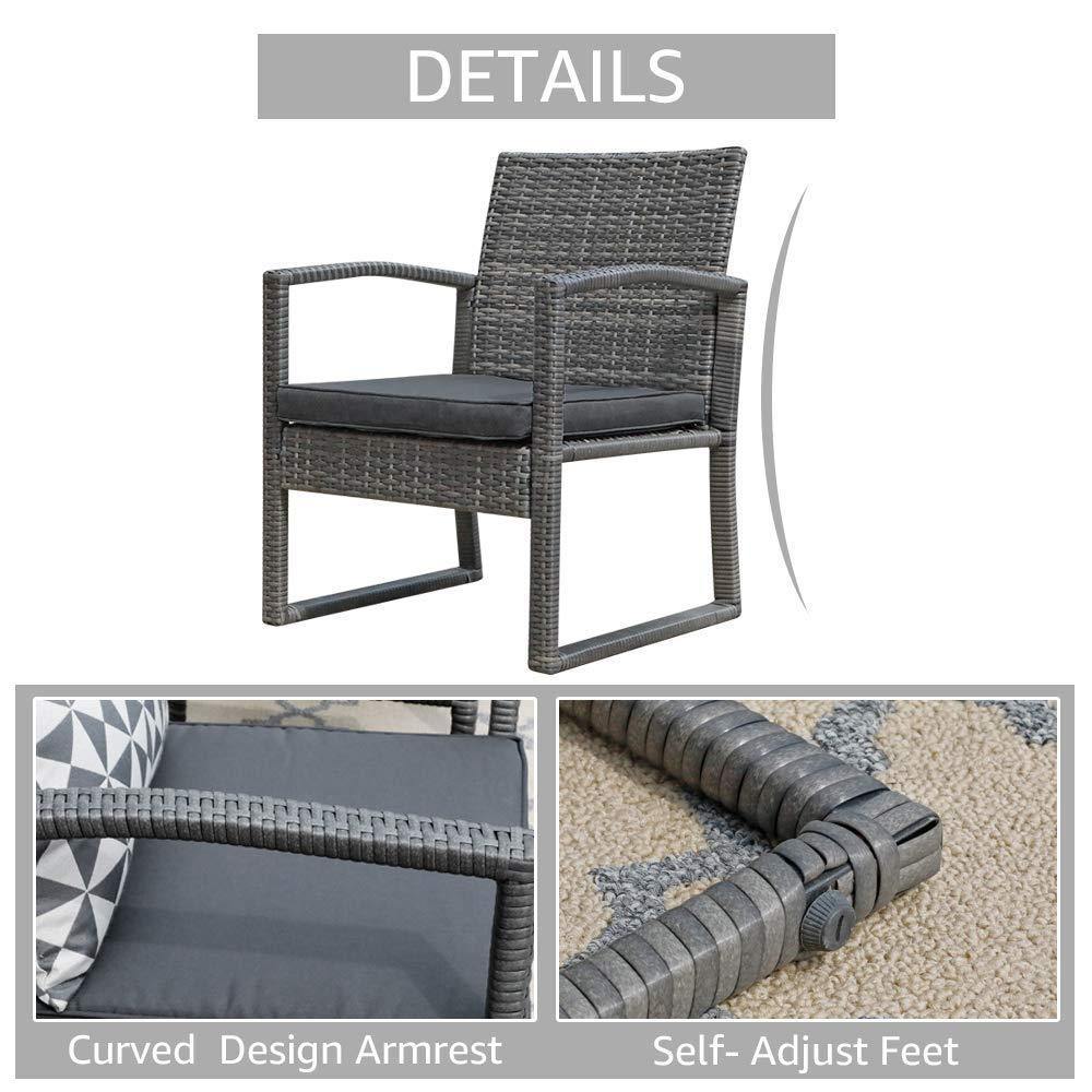 3pcs Patio Bistro Set Wicker Patio Conversation Set Outdoor Rattan Chair Set  | Orange-Casual