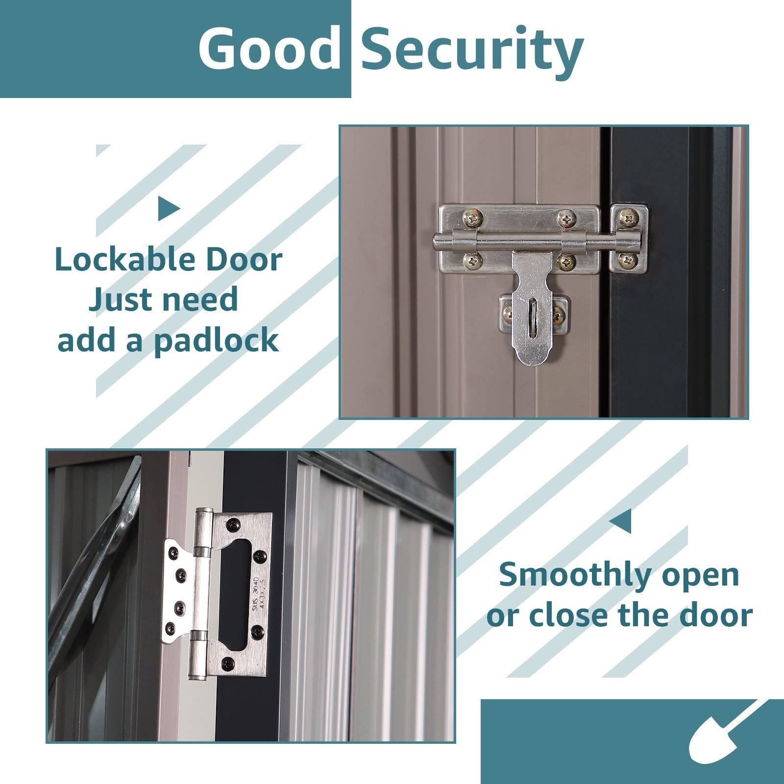 5'x 3' Outdoor Storage Shed Metal Garden Tool Shed for Backyard, Patio, Lawn, Brown | Orange-Casual