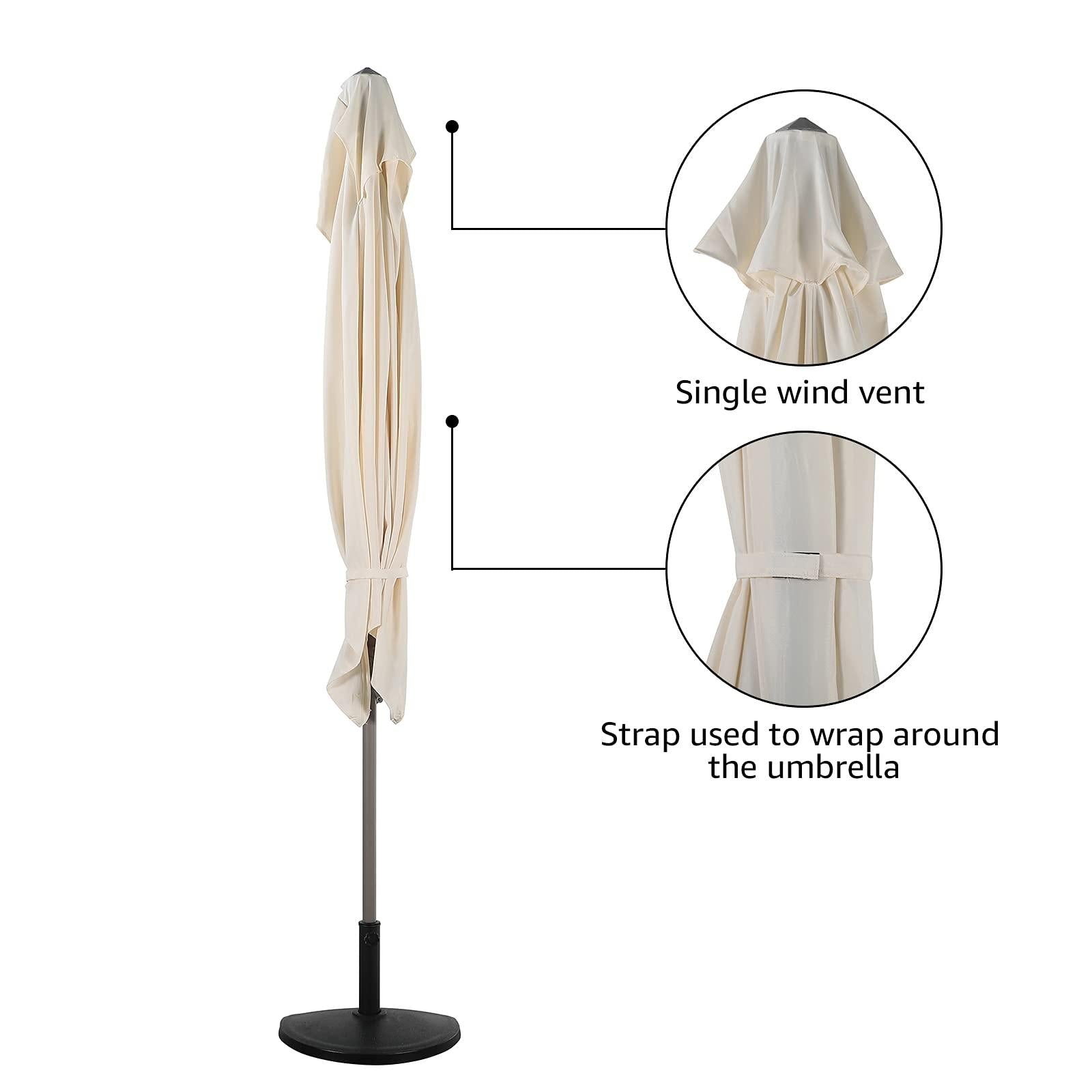 7.5' by 4’ Half Rectangular Patio Outdoor Polyester Umbrella with Crank, 5 Colors | Orange-Casual