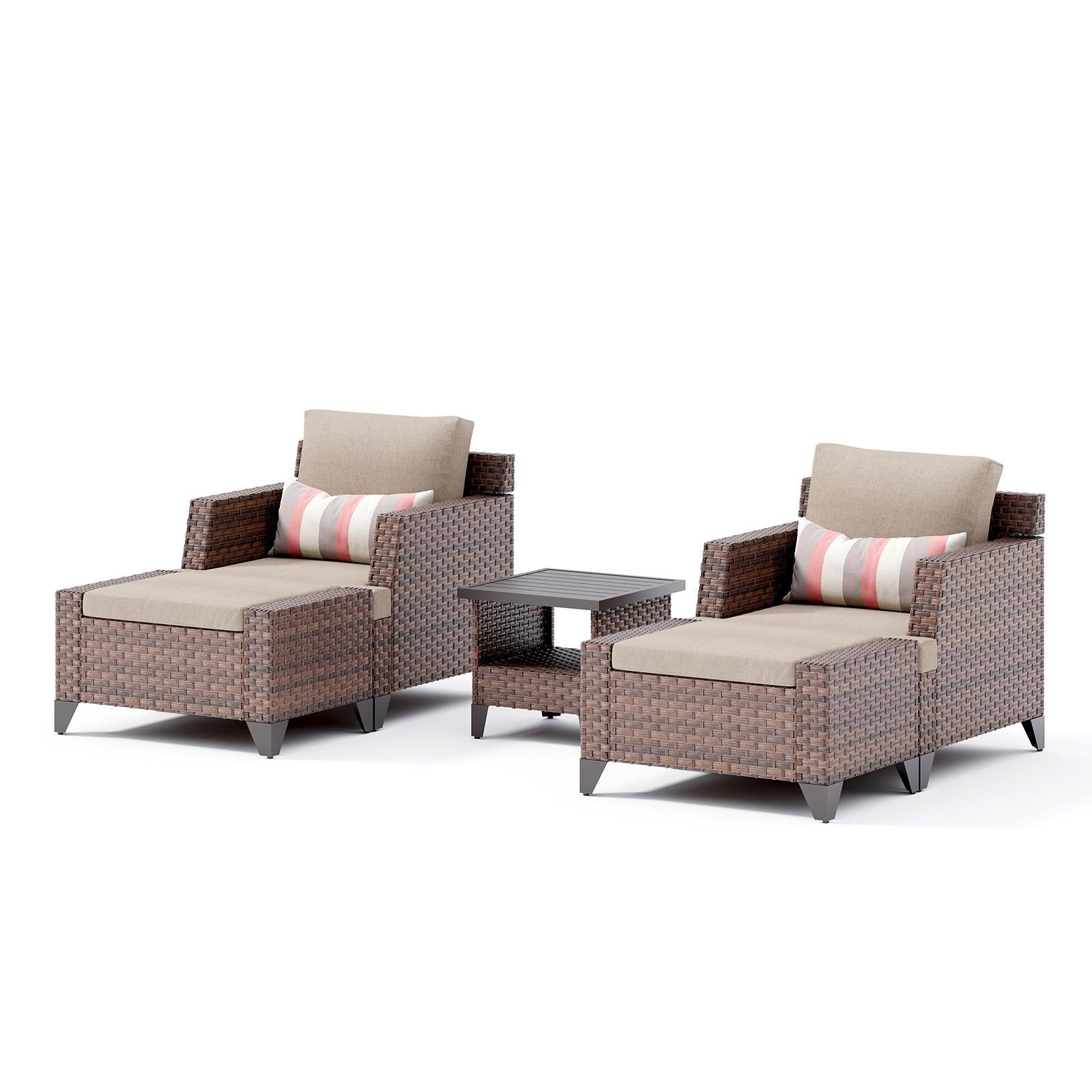 5pcs Outdoor Conversation Set Wicker Patio Furniture Set | Orange-Casual