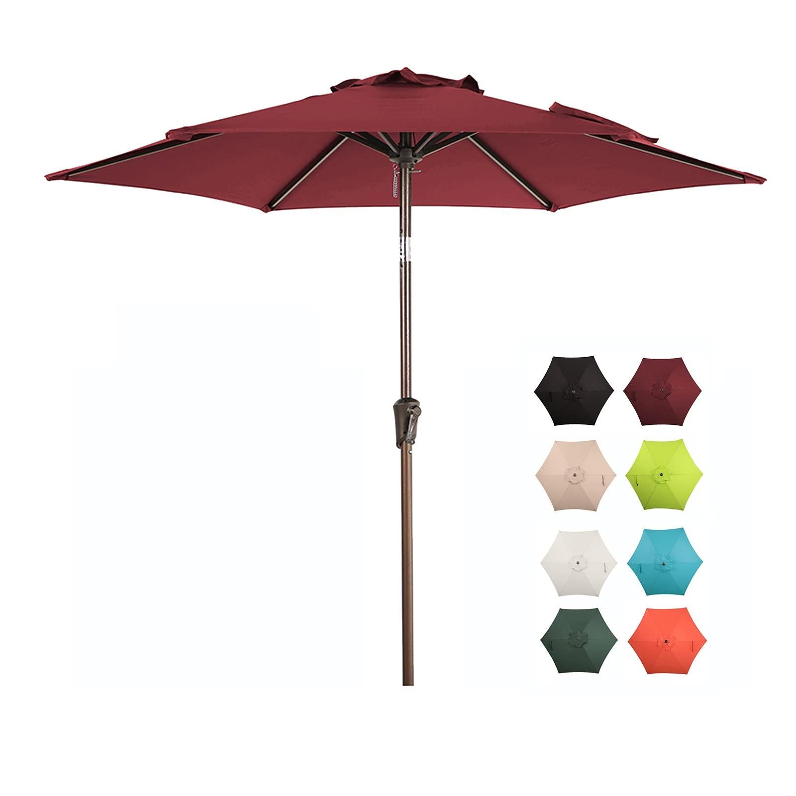 Breez 7.5' Patio Umbrella, Table Market Umbrella, 8 Colors - OrangeCasual #Color_dark red