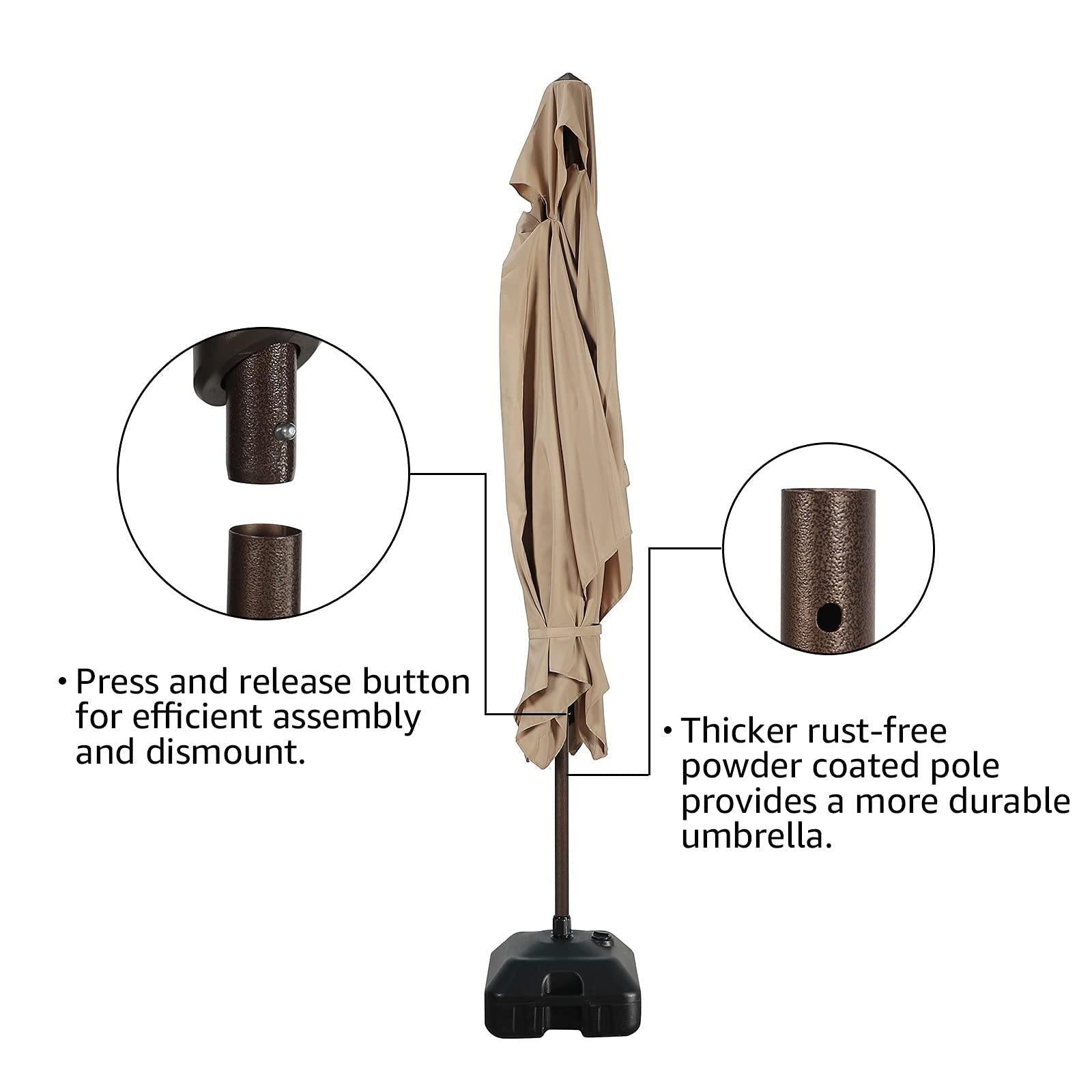 6.6 x 9.8ft Rectangular Patio Umbrella,  Outdoor Polyester Table Market Umbrella, 4 Colors | Orange-Casual