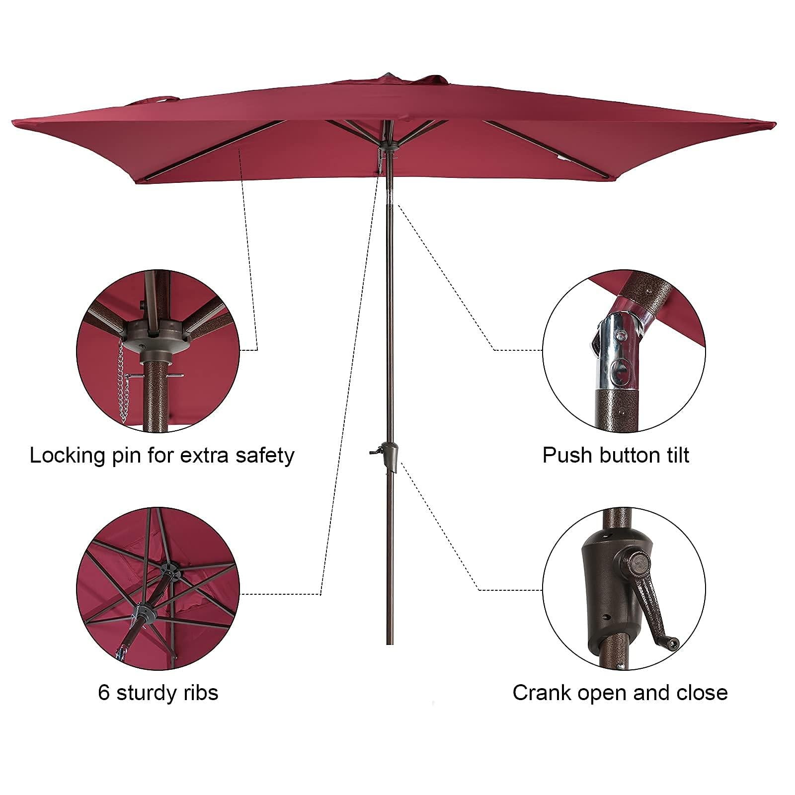 6.6 x 9.8ft Rectangular Patio Umbrella,  Outdoor Polyester Table Market Umbrella, 4 Colors | Orange-Casual
