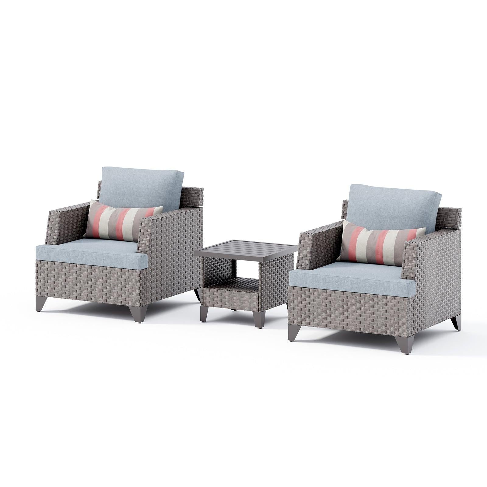 Wicker Patio Conversation Set Outdoor Furniture Set with Grey Cushions | Orange-Casual
