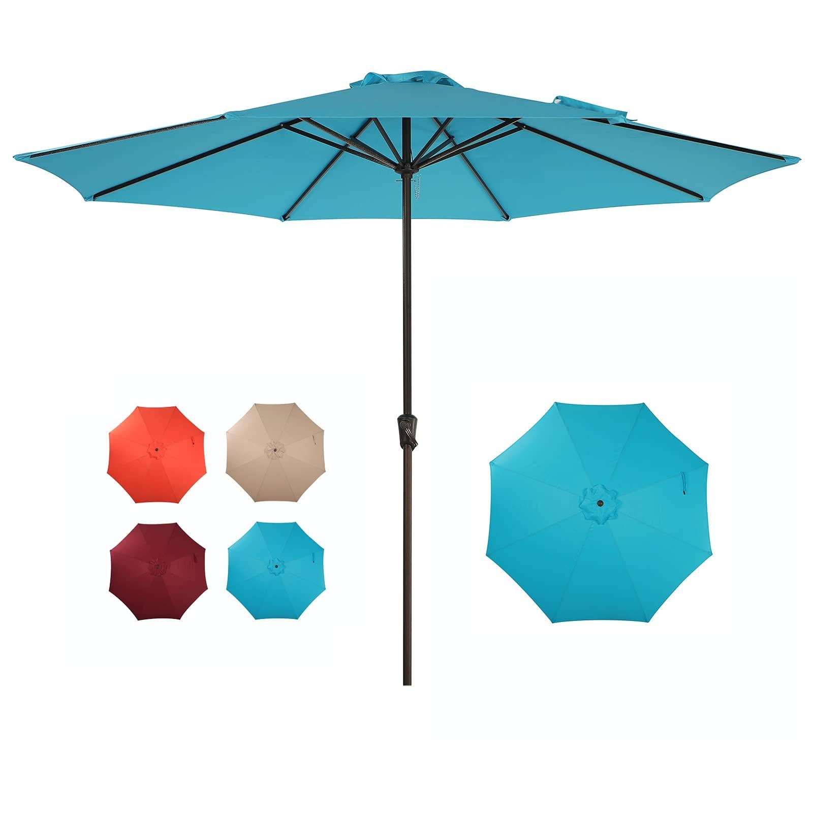 11' Patio Round Umbrella, 8 Steel Ribs Polyester Large Table Market Umbrella, 4 Colors | Orange-Casual