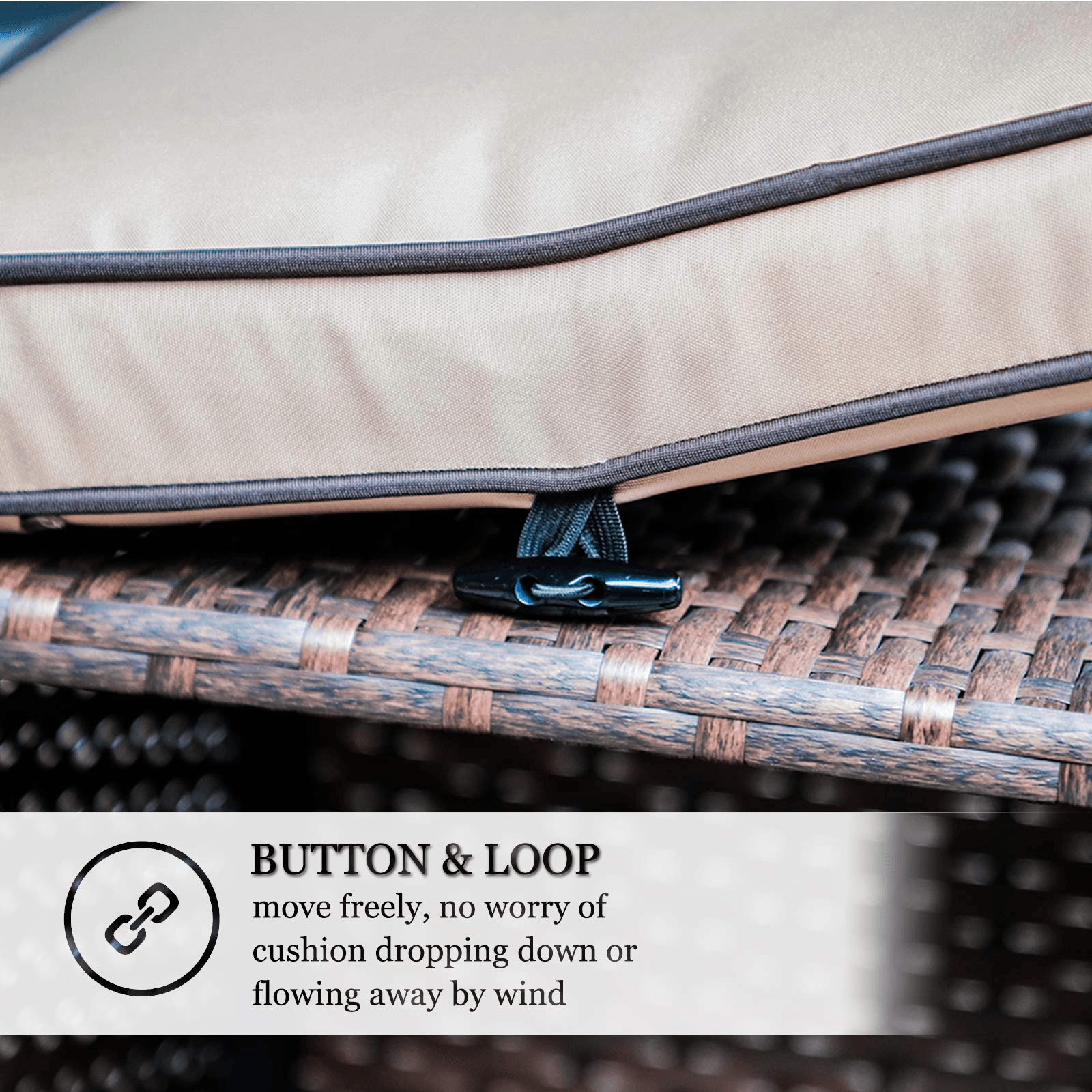 2pcs Outdoor Patio Ottoman Rattan Storage Ottoman with Beige Cushions | Orange-Casual