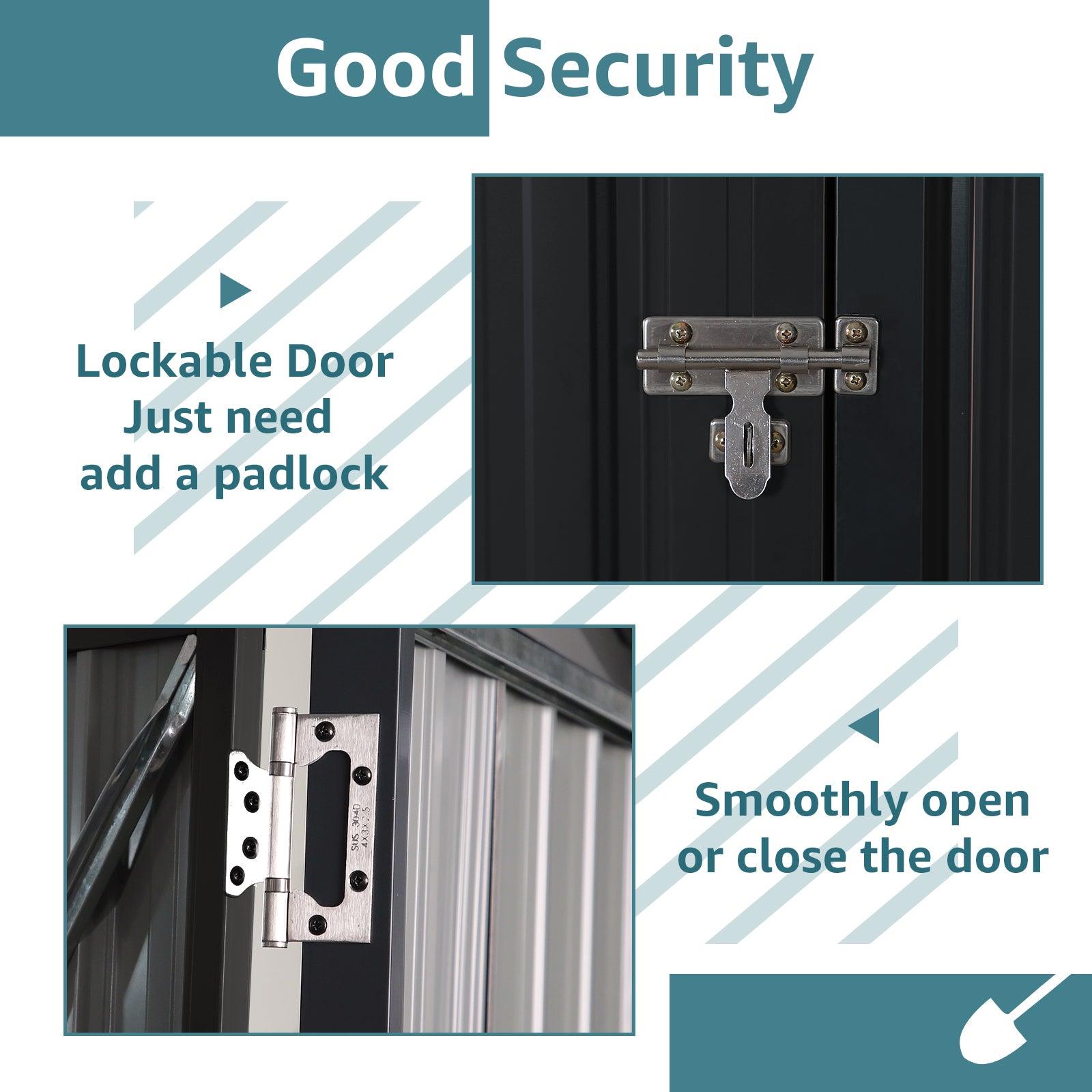 5'x 3' Outdoor Storage Shed, Metal Garden Tool Shed for Backyard, Patio, Lawn, Black | Orange-Casual