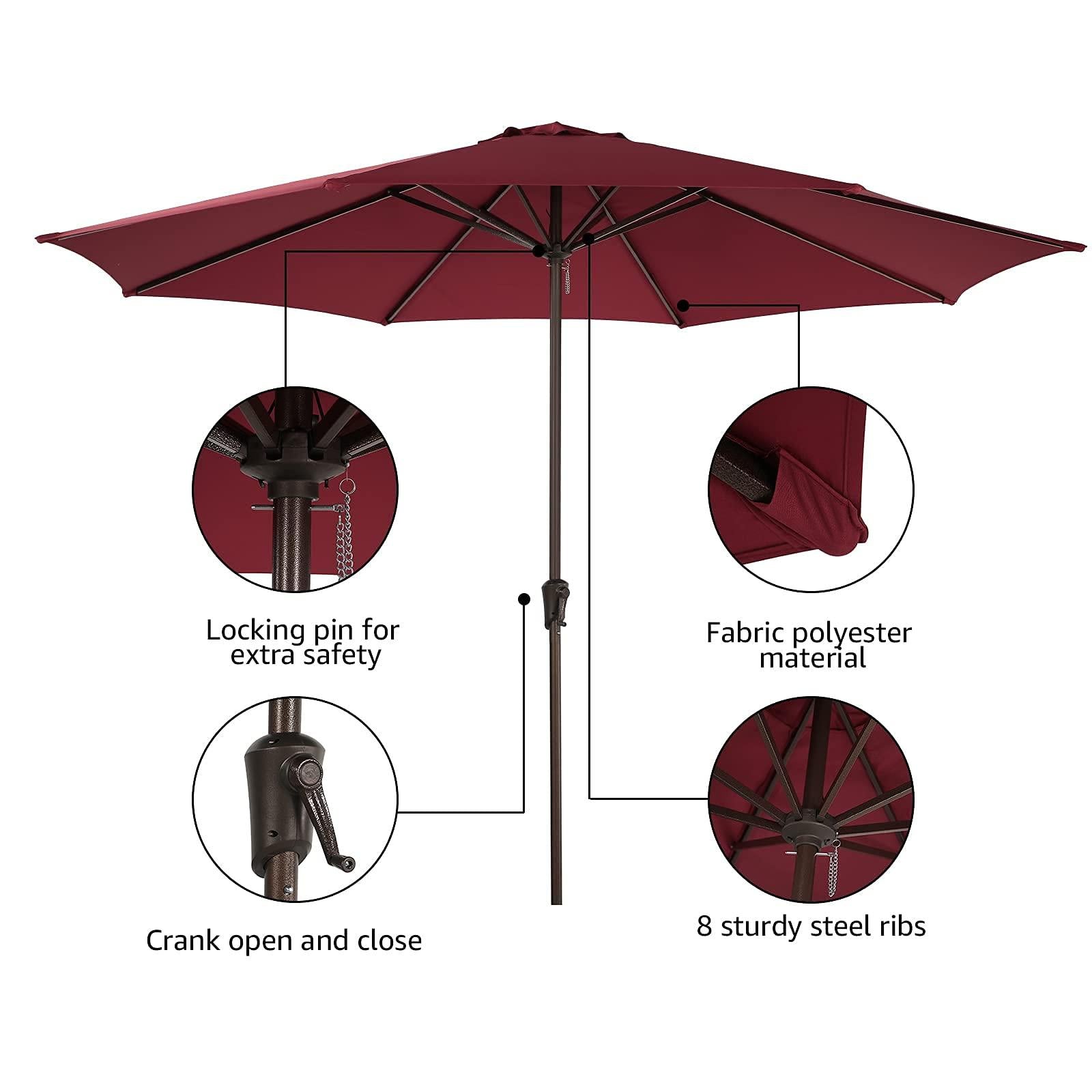 11' Patio Round Umbrella, 8 Steel Ribs Polyester Large Table Market Umbrella, 4 Colors | Orange-Casual