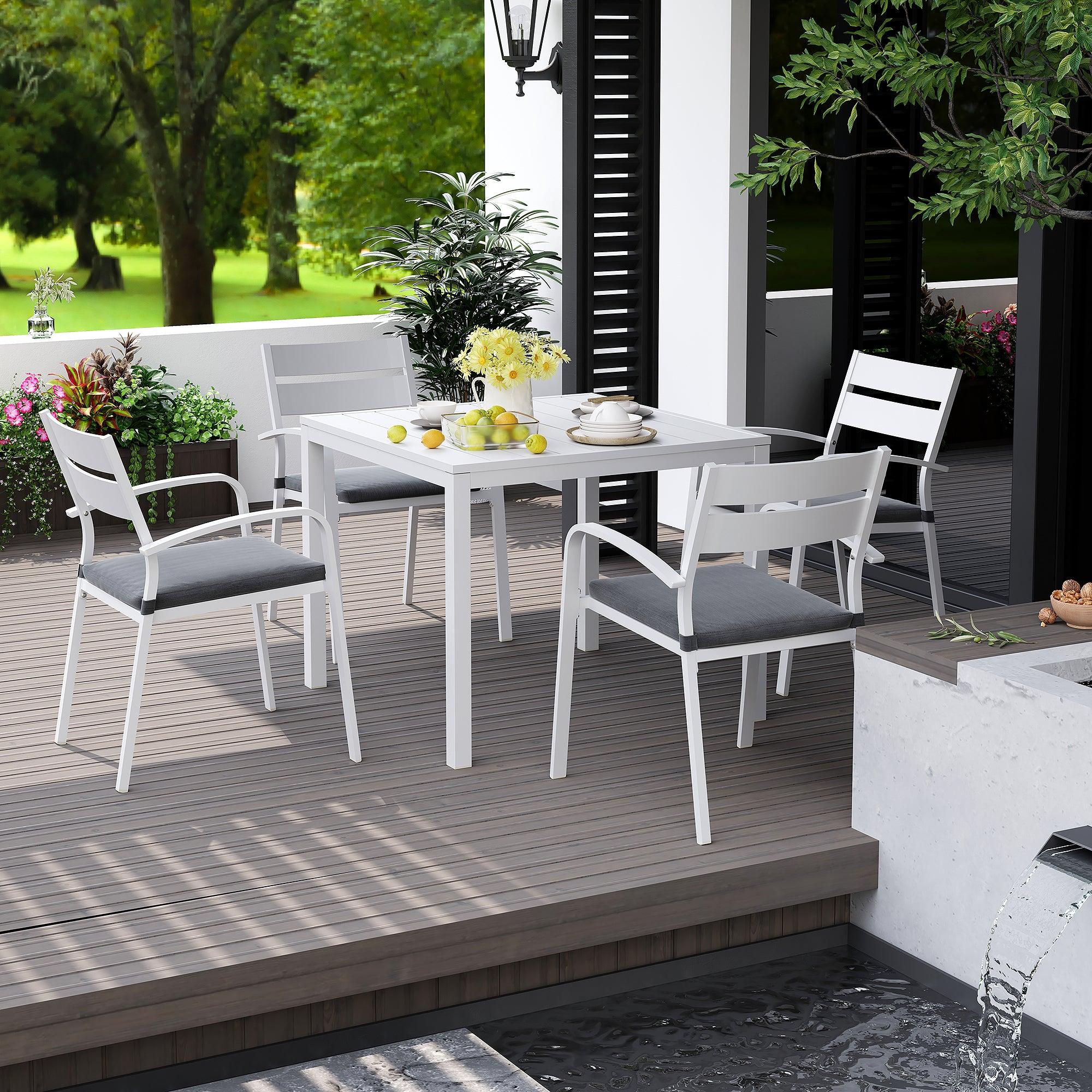 White aluminum discount outdoor dining table