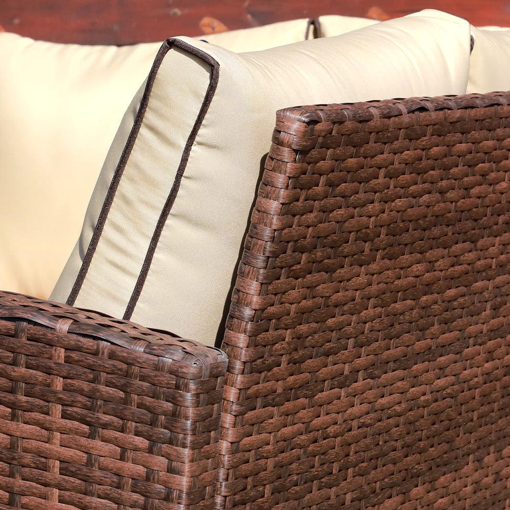 7pcs Outdoor Dining Set Wicker Patio Sectinal Set with Dining Table | Orange-Casual