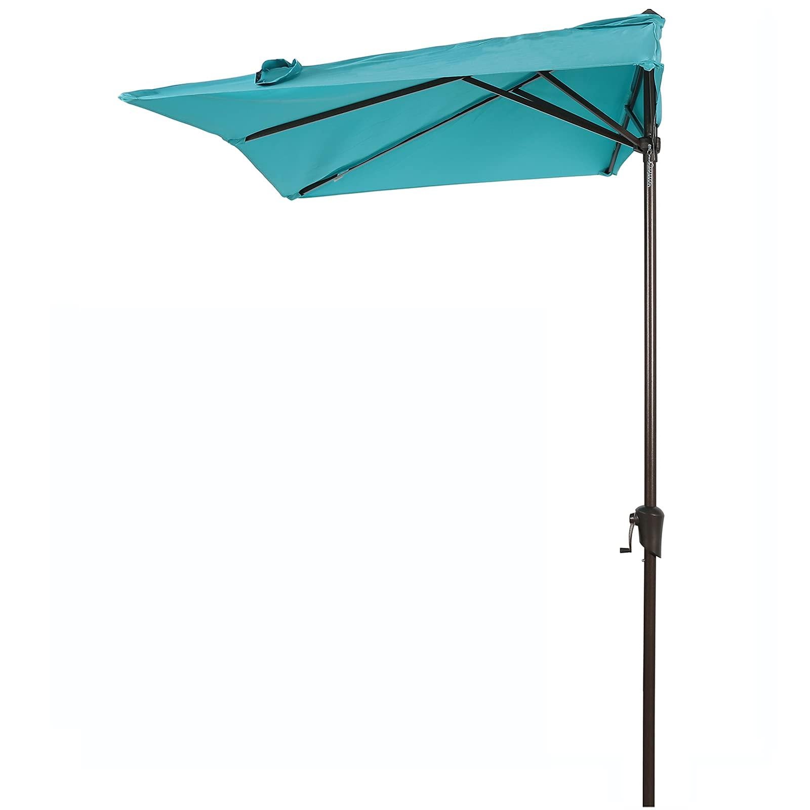 7.5' by 4’ Half Rectangular Patio Outdoor Polyester Umbrella with Crank, 5 Colors | Orange-Casual