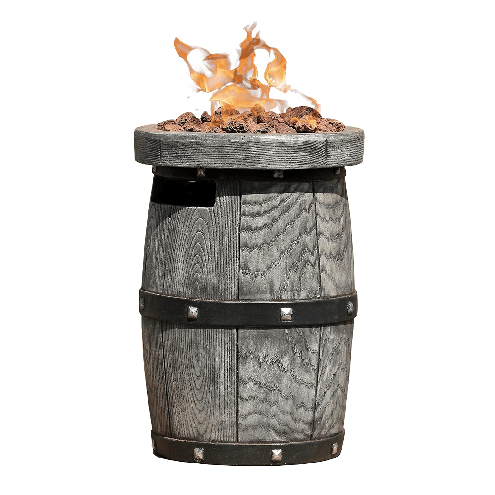 10-inch Outdoor Tabletop Propane Fire Pit Patio Barrel Fire Pit Table | Orange-Casual