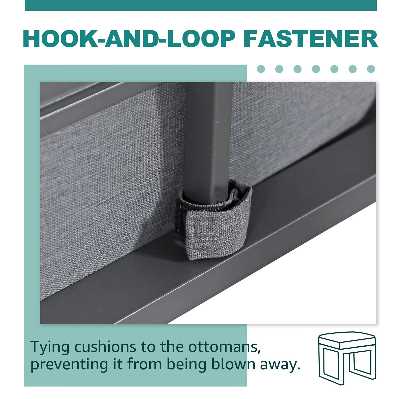 2pcs Outdoor Patio Ottomans, Aluminum Footstool, Dark Grey | Orange-Casual