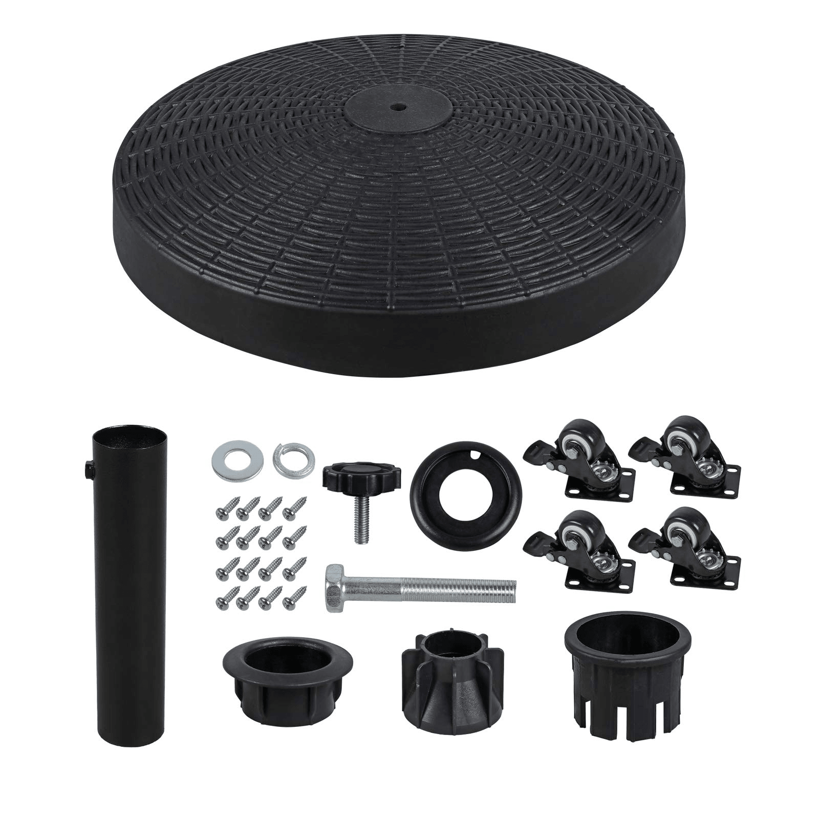 Patio Umbrella Base with Wheels,  Resin Heavy-Duty Stand Weights for Outdoor Market Umbrella, 52lbs, Black | Orange-Casual