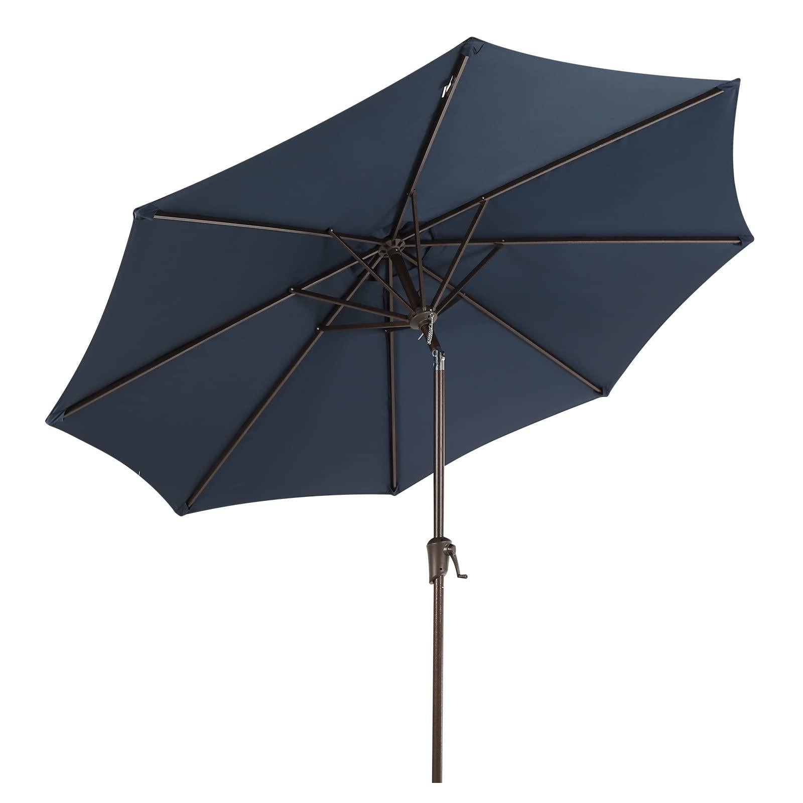 9ft Round Patio Umbrella, Polyester 8 Steel Ribs Large Table Market Umbrella, 5 Colors | Orange-Casual