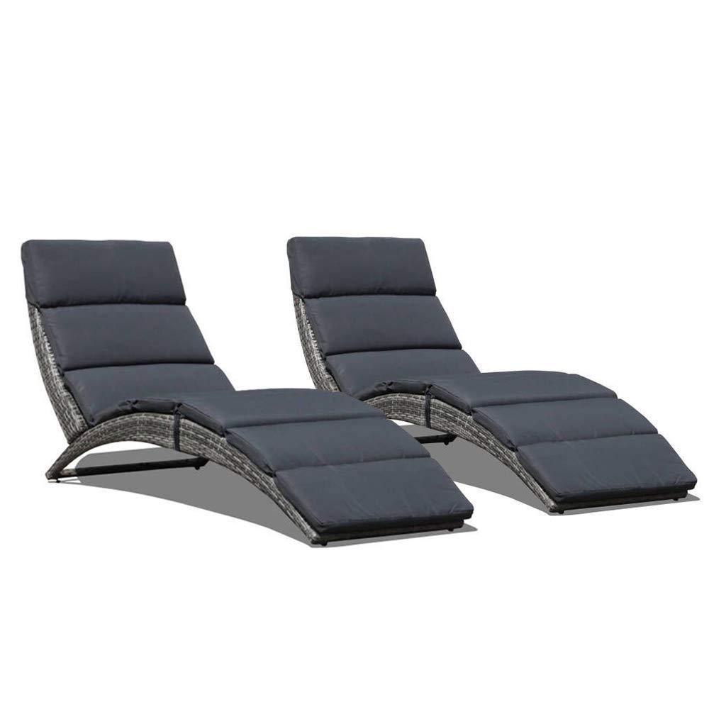 Temer Foldable Chaise Lounge with Grey Cushion, Set of 2 sale hot - OrangeCasual