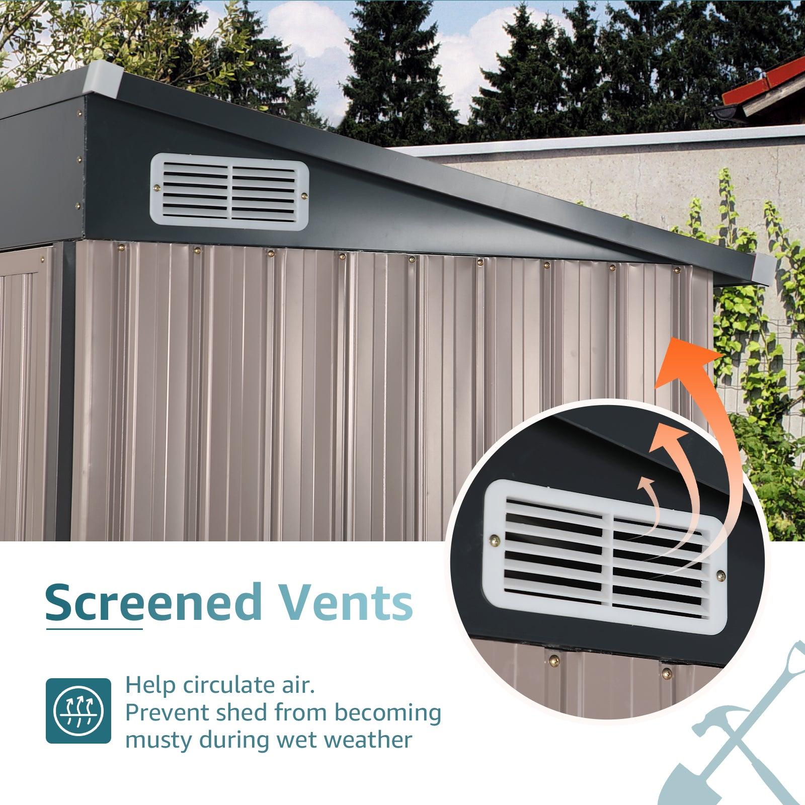 5'x 3' Outdoor Storage Shed Metal Garden Tool Shed for Backyard, Patio, Lawn, Brown | Orange-Casual