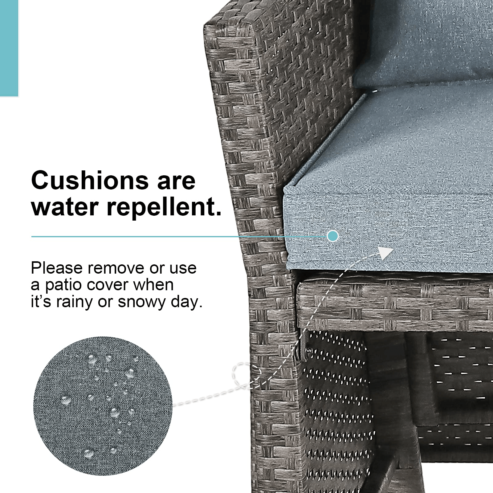 2pcs Loveseat Set with Storage Bin Wicker Outdoor Conversation Set | Orange-Casual