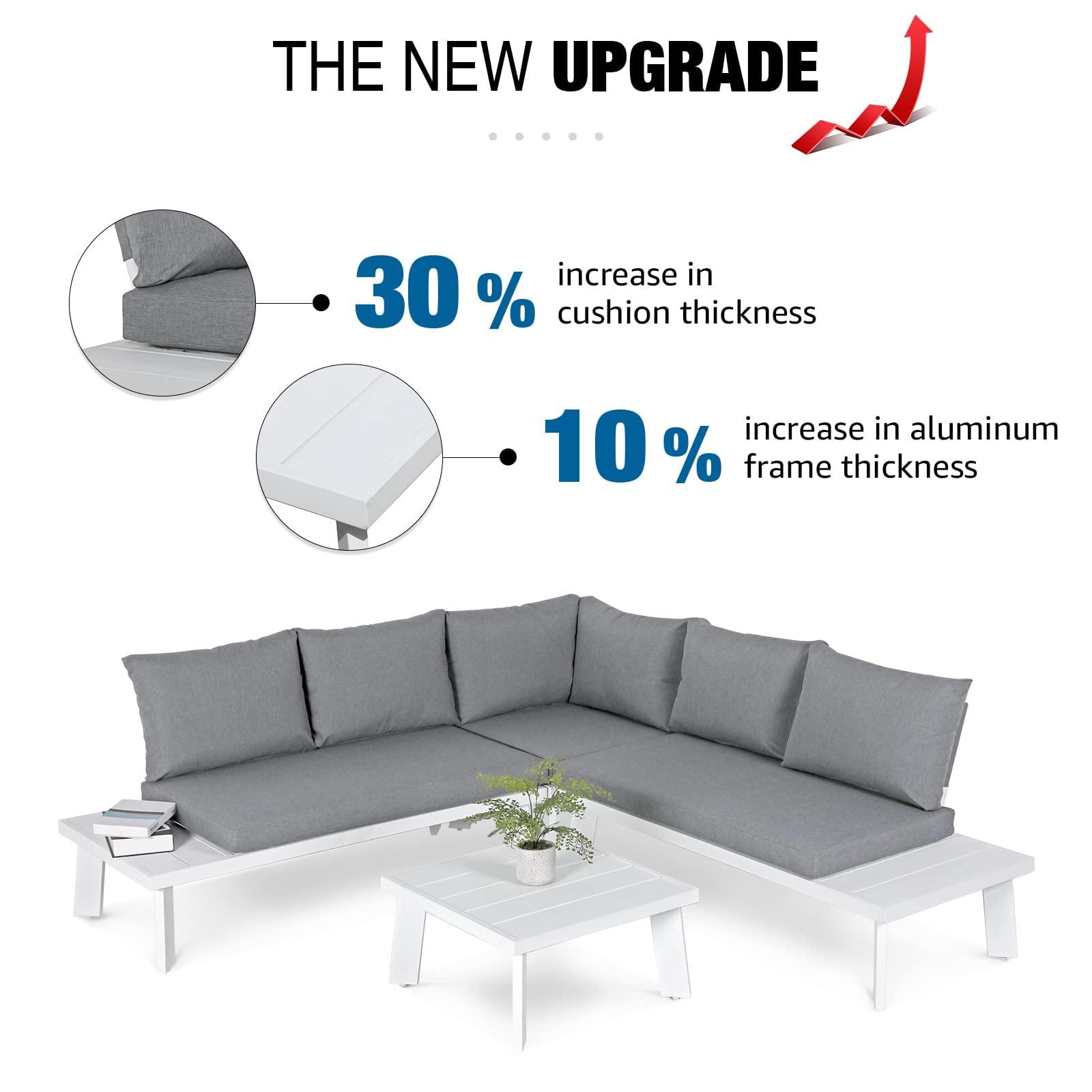 4pcs Aluminum Outdoor Sectional Sofa Set L-Shaped Patio Conversation Set | Orange-Casual