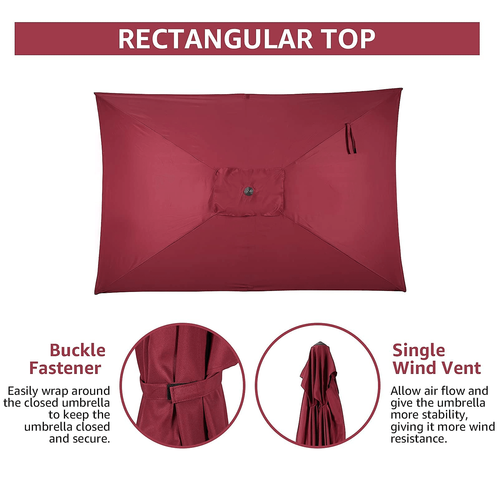 6.6 x 9.8ft Rectangular Patio Umbrella,  Outdoor Polyester Table Market Umbrella, 4 Colors | Orange-Casual