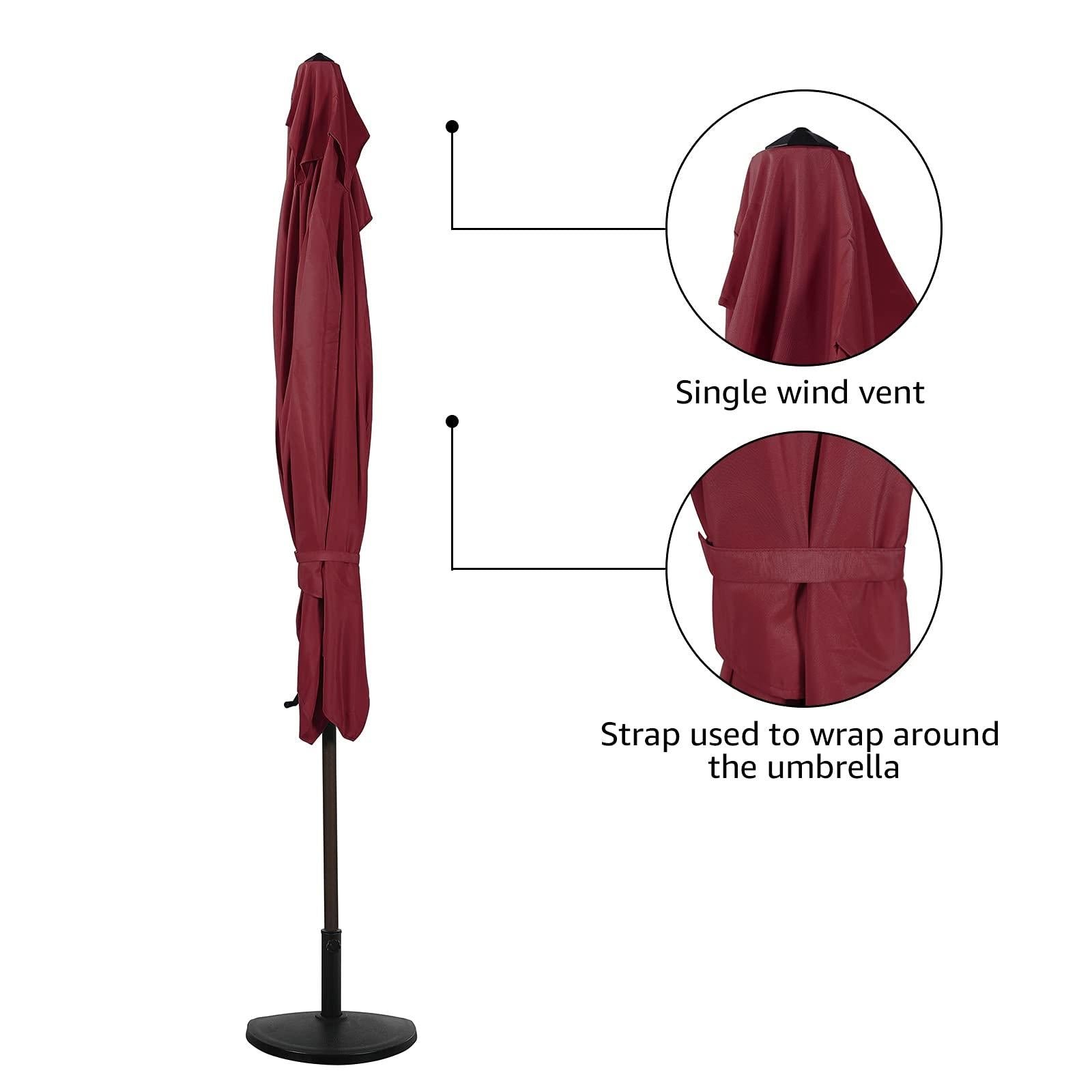 7.5' by 4’ Half Rectangular Patio Outdoor Polyester Umbrella with Crank, 5 Colors | Orange-Casual