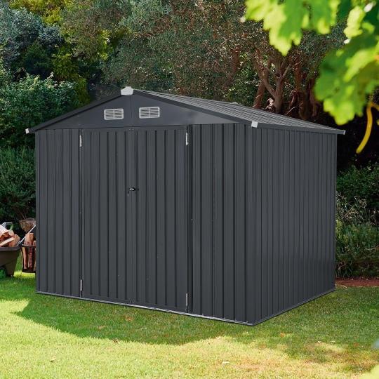 8'x 6' Outdoor Storage Shed Metal Garden Tool Shed for Backyard, Patio ...