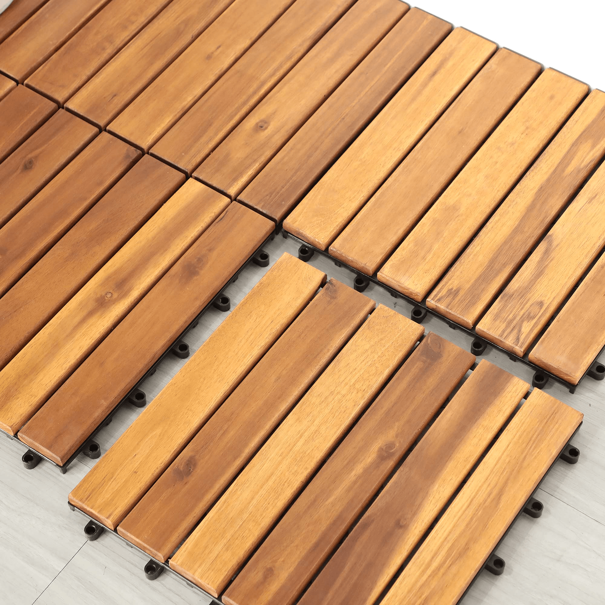 Wood Interlocking Flooring Tiles,12 x 12 Inch (Pack of 10) | Orange-Casual