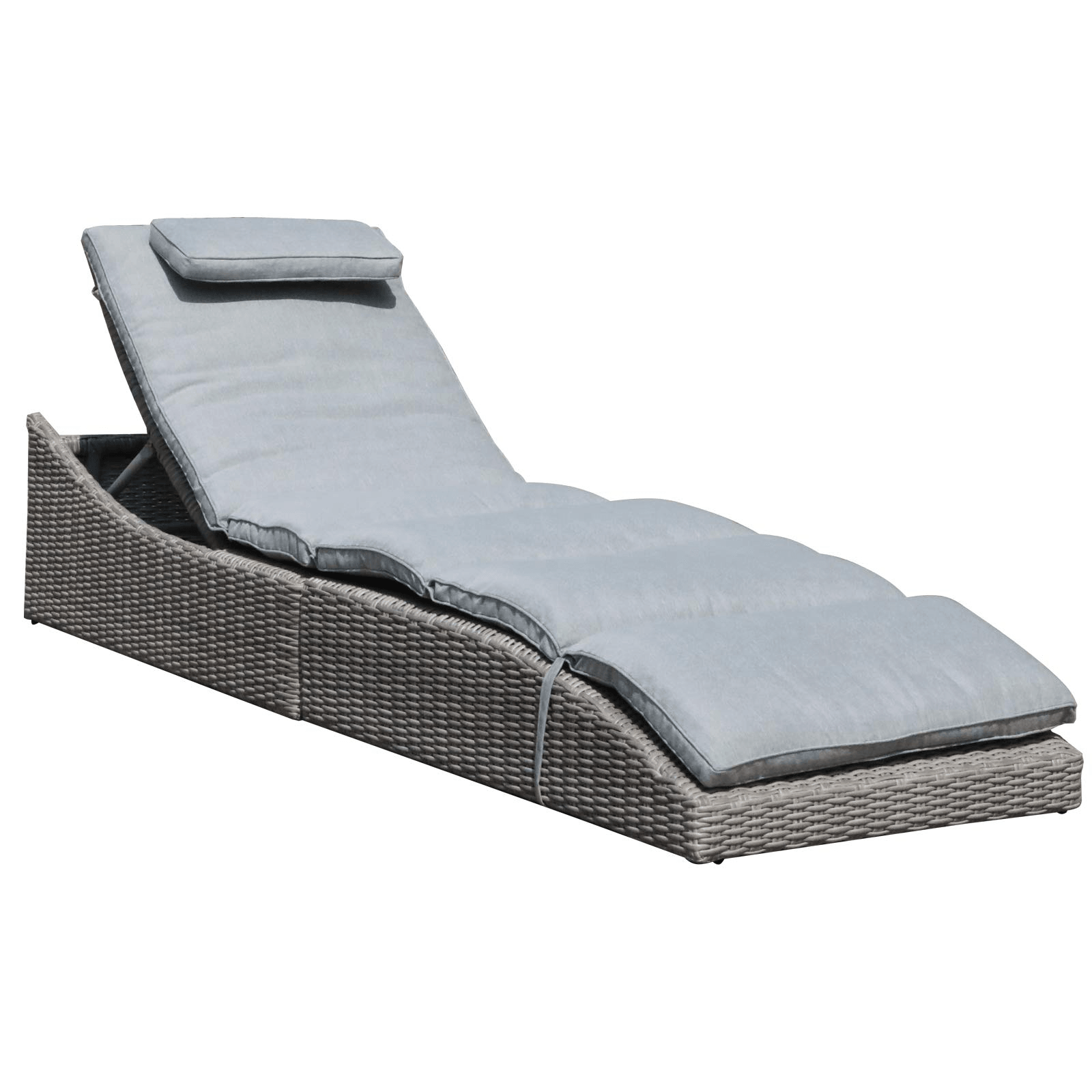 1pc Folding Patio Lounge Chairs with Light Grey Cushion, Wave Shape