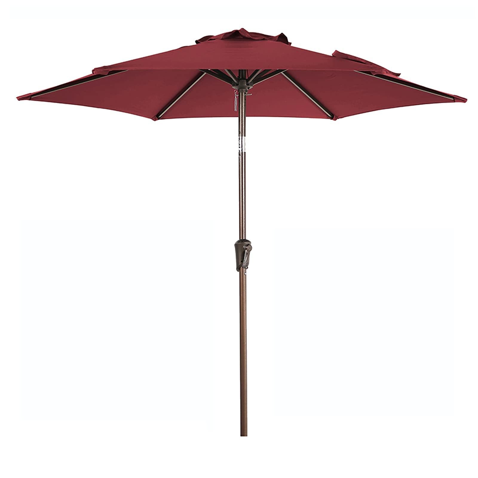 7.5' Round Patio Umbrella Dark Red Market Outdoor Umbrella | Orange-Casual