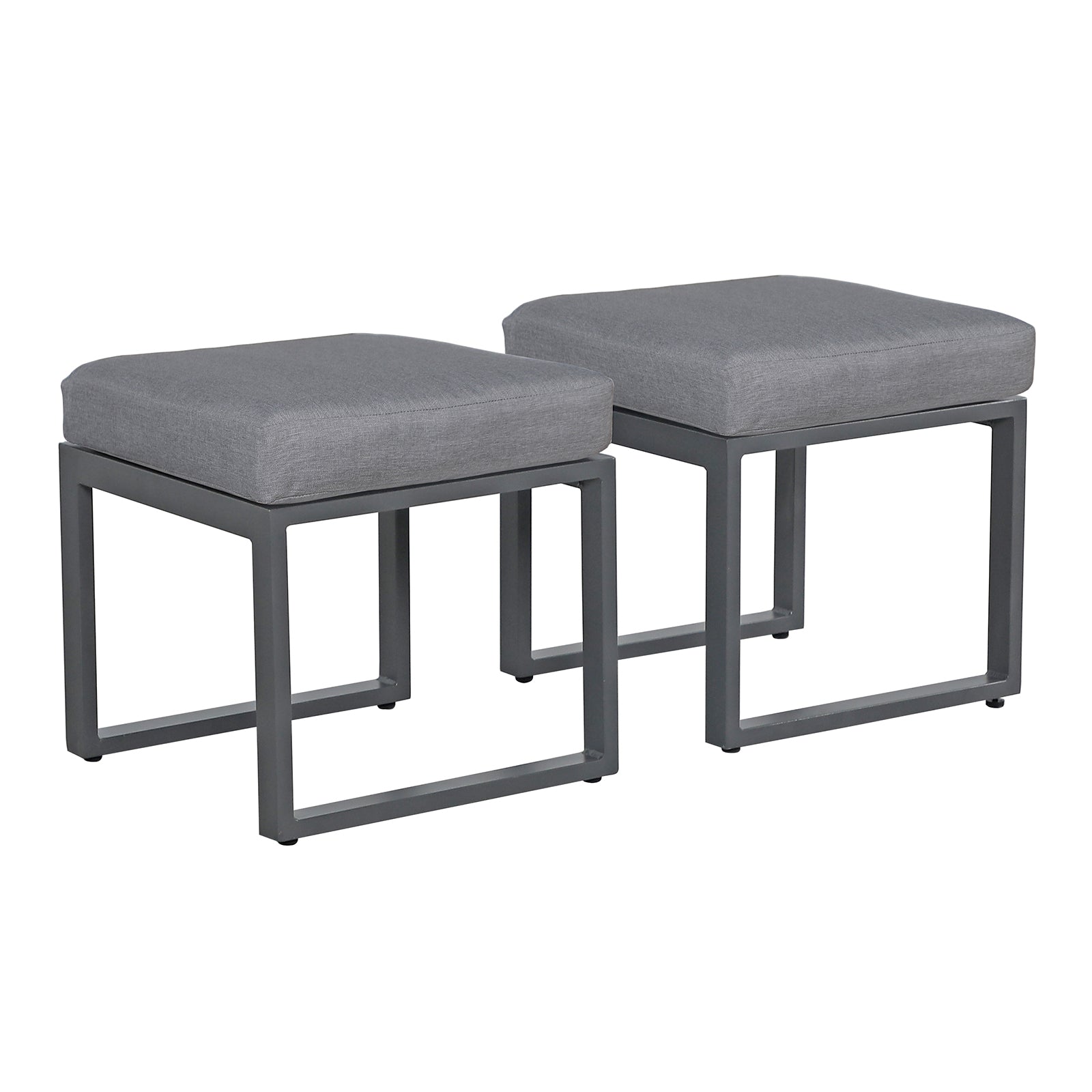 2pcs Outdoor Patio Ottomans, Aluminum Footstool, Dark Grey | Orange-Casual