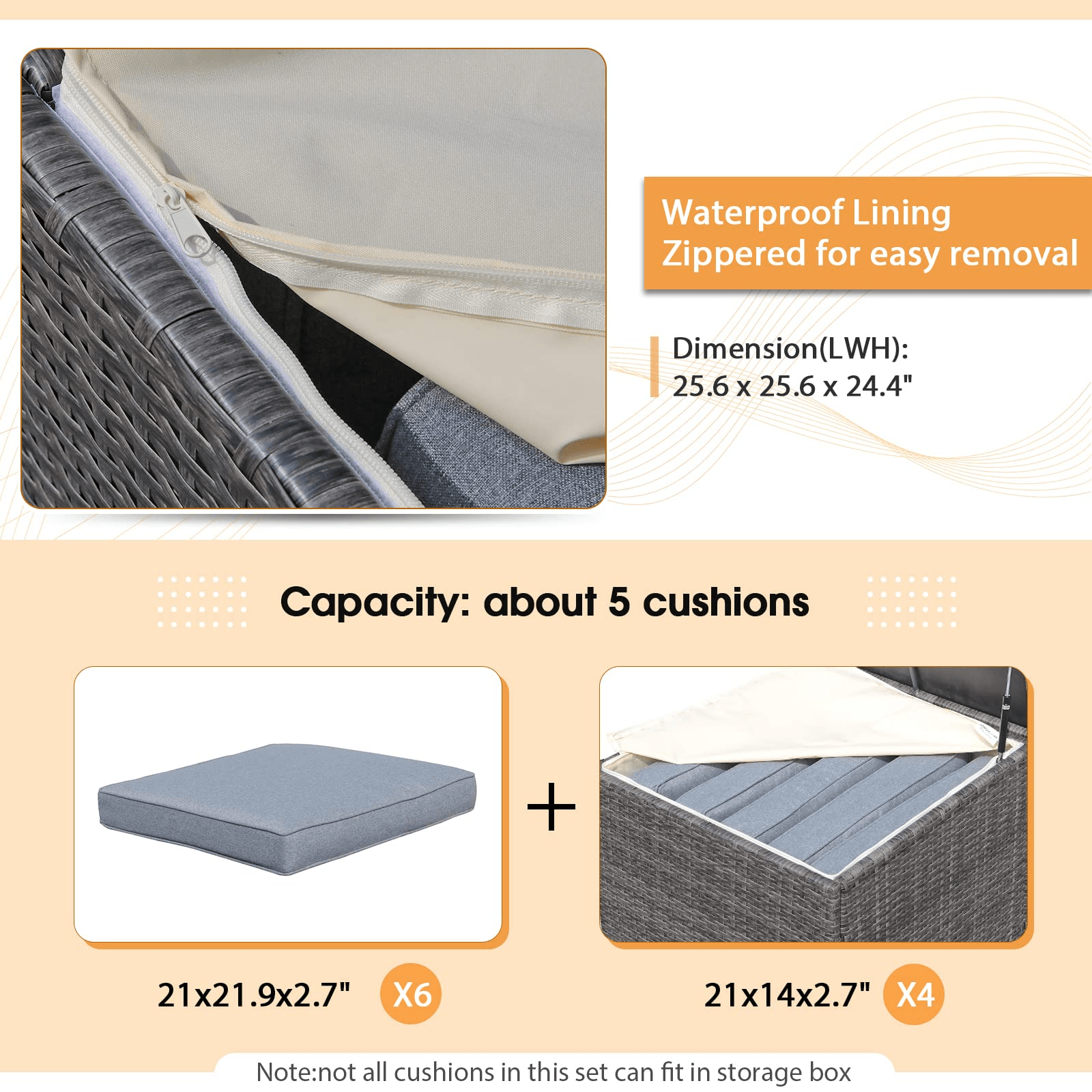 8pcs Outdoor Sectional Sofa Set Wicker Patio Furniture Sectionals Grey/Brown | Orange-Casual