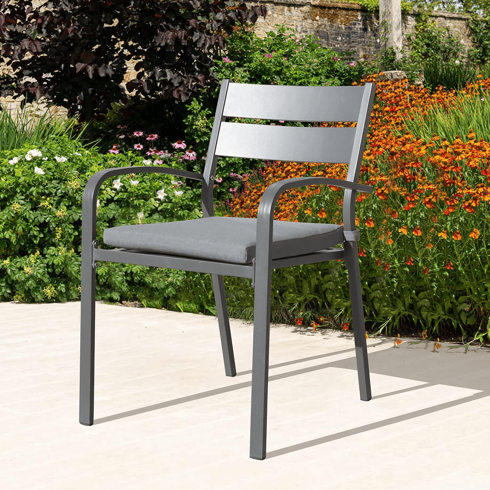 gray metal patio chairs