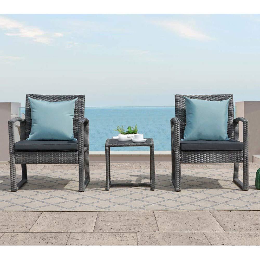 3pcs Patio Bistro Set Wicker Patio Conversation Set Outdoor Rattan Chair Set  | Orange-Casual