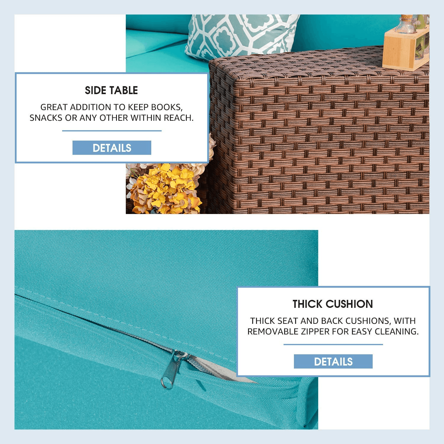 7pcs Outdoor Curved Sofas Wicker Half-Moon Sectional Set, 4 Colors | Orange-Casual